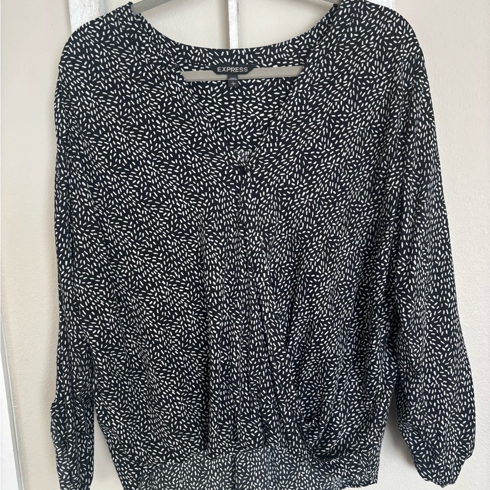 Express Black and White Patterned Blouse